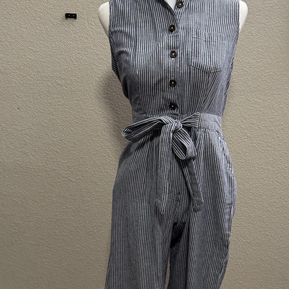 Japna White and Blue Jumpsuit with Wide-Leg Design